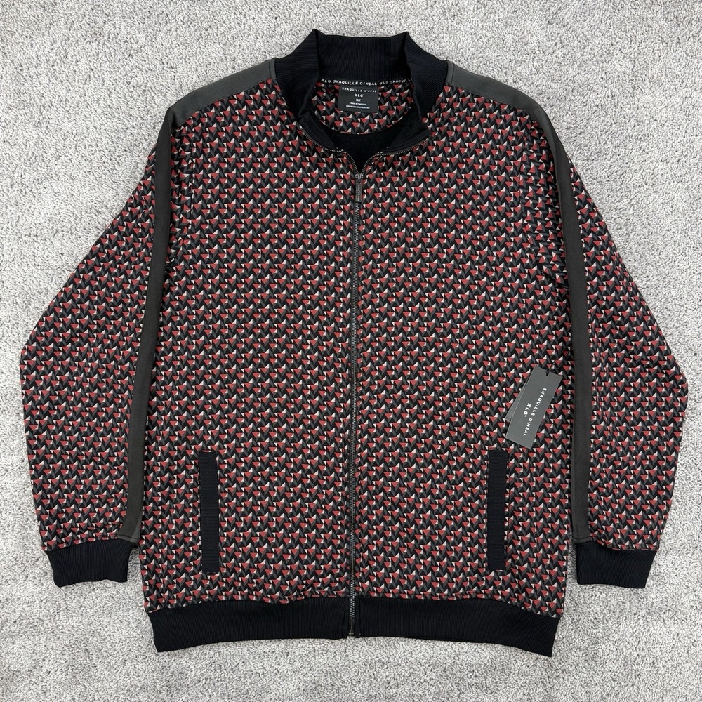 Shaquille O'Neal Track Jacket Men's XLG NWT Geometric AOP Full Zip Bomber